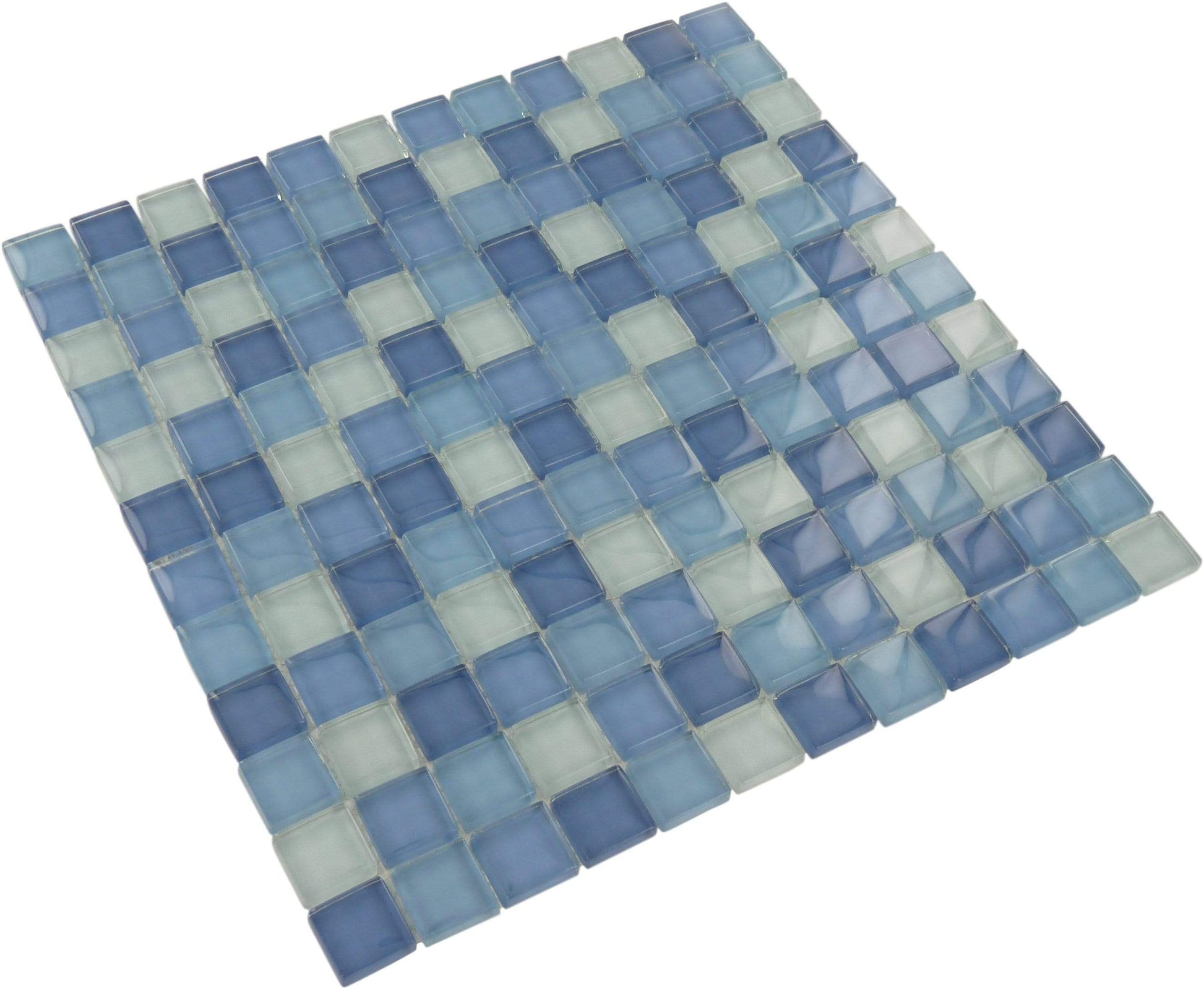 Crystal Oasis Blue Blend 1'' x 1'' Glossy Glass Pool Tile Ocean Pool Mosaics