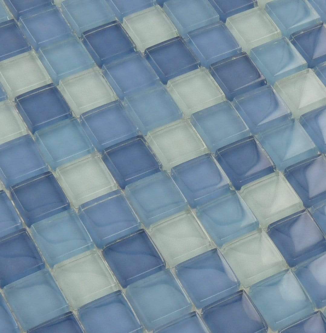 Crystal Oasis Blue Blend 1'' x 1'' Glossy Glass Pool Tile Ocean Pool Mosaics