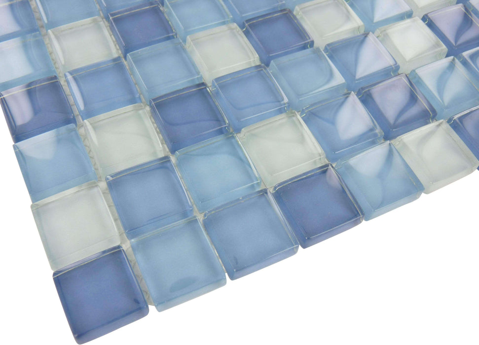 Crystal Oasis Blue Blend 1'' x 1'' Glossy Glass Pool Tile Ocean Pool Mosaics