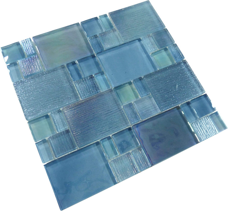 Silver Blueberry Unique Shapes Glossy Glass Pool Tile Ocean Pool Mosaics