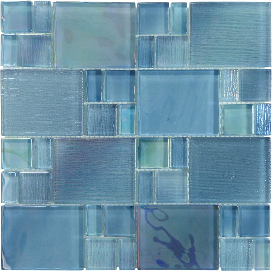 Silver Blueberry Unique Shapes Glossy Glass Pool Tile Ocean Pool Mosaics