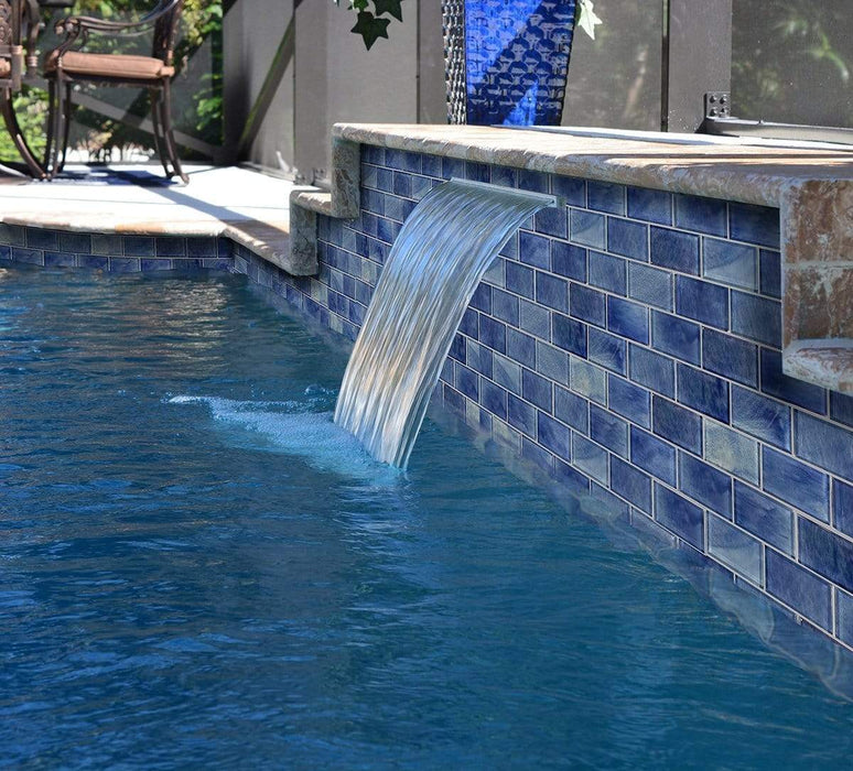 Stratus Blue 2" x 4" Glossy Glass Subway Pool Tile Ocean Pool Mosaics