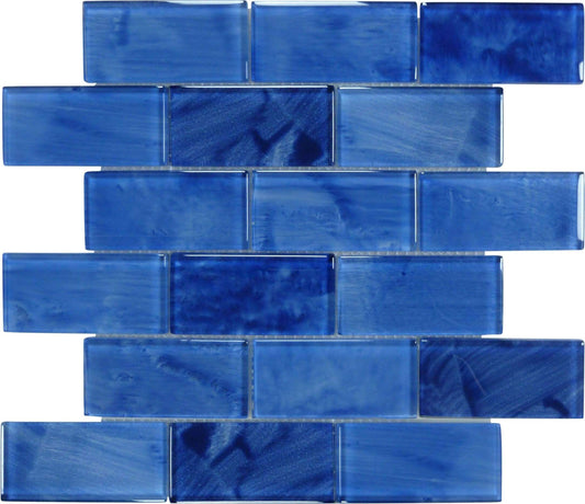 Stratus Blue 2" x 4" Glossy Glass Subway Pool Tile Ocean Pool Mosaics