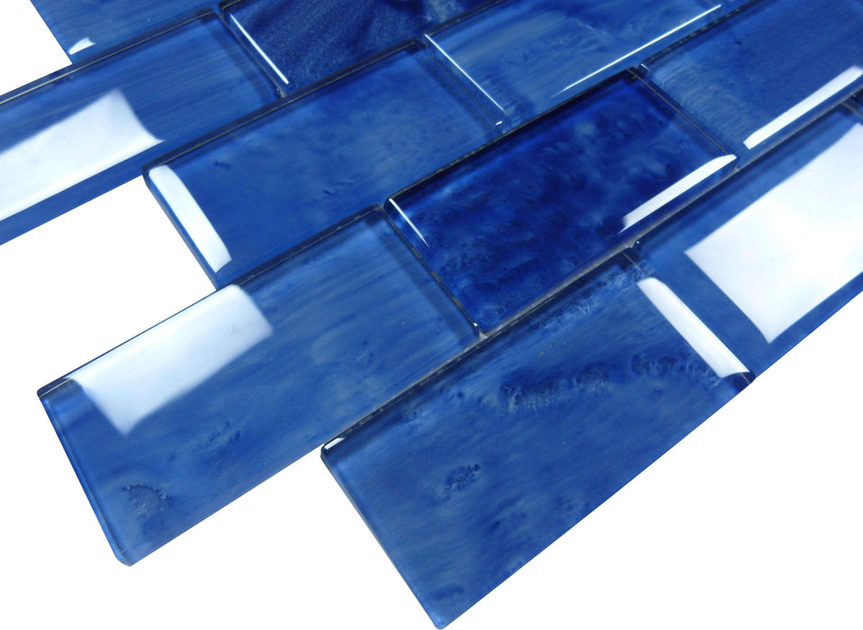 Stratus Blue 2" x 4" Glossy Glass Subway Pool Tile Ocean Pool Mosaics