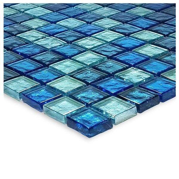 Galaxie Blue Blend 1" x 1" Iridescent Glossy Glass Pool Tile Ocean Pool Mosaics