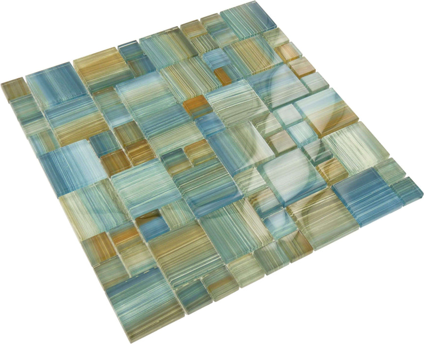 Spa Unique Shapes Aqua Glossy Glass Pool Tile Ocean Pool Mosaics
