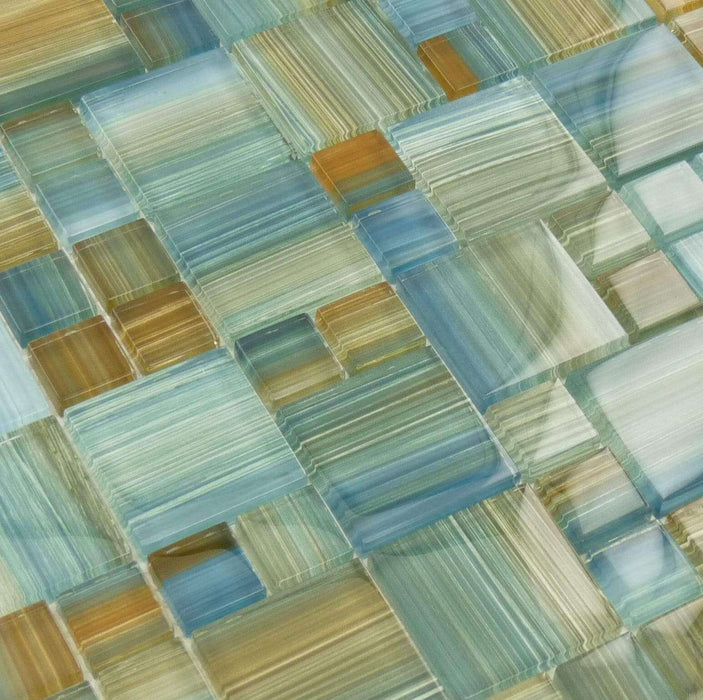 Spa Unique Shapes Aqua Glossy Glass Pool Tile Ocean Pool Mosaics