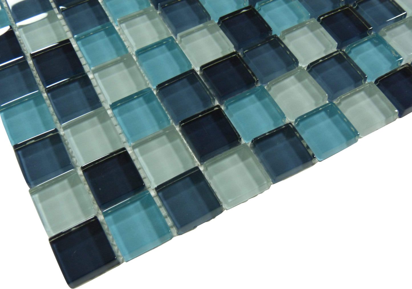 Tropical Splash Turquoise Blend 1'' x 1'' Glossy Glass Pool Tile Ocean Pool Mosaics