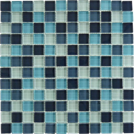 Tropical Splash Turquoise Blend 1'' x 1'' Glossy Glass Pool Tile Ocean Pool Mosaics