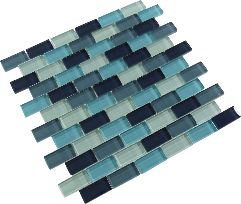 Glass Pool Mosaic Tile Silver Blend 1x2