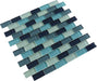 Tropical Splash Turquoise Blend 1'' x 2'' Glossy Glass Pool Tile Ocean Pool Mosaics