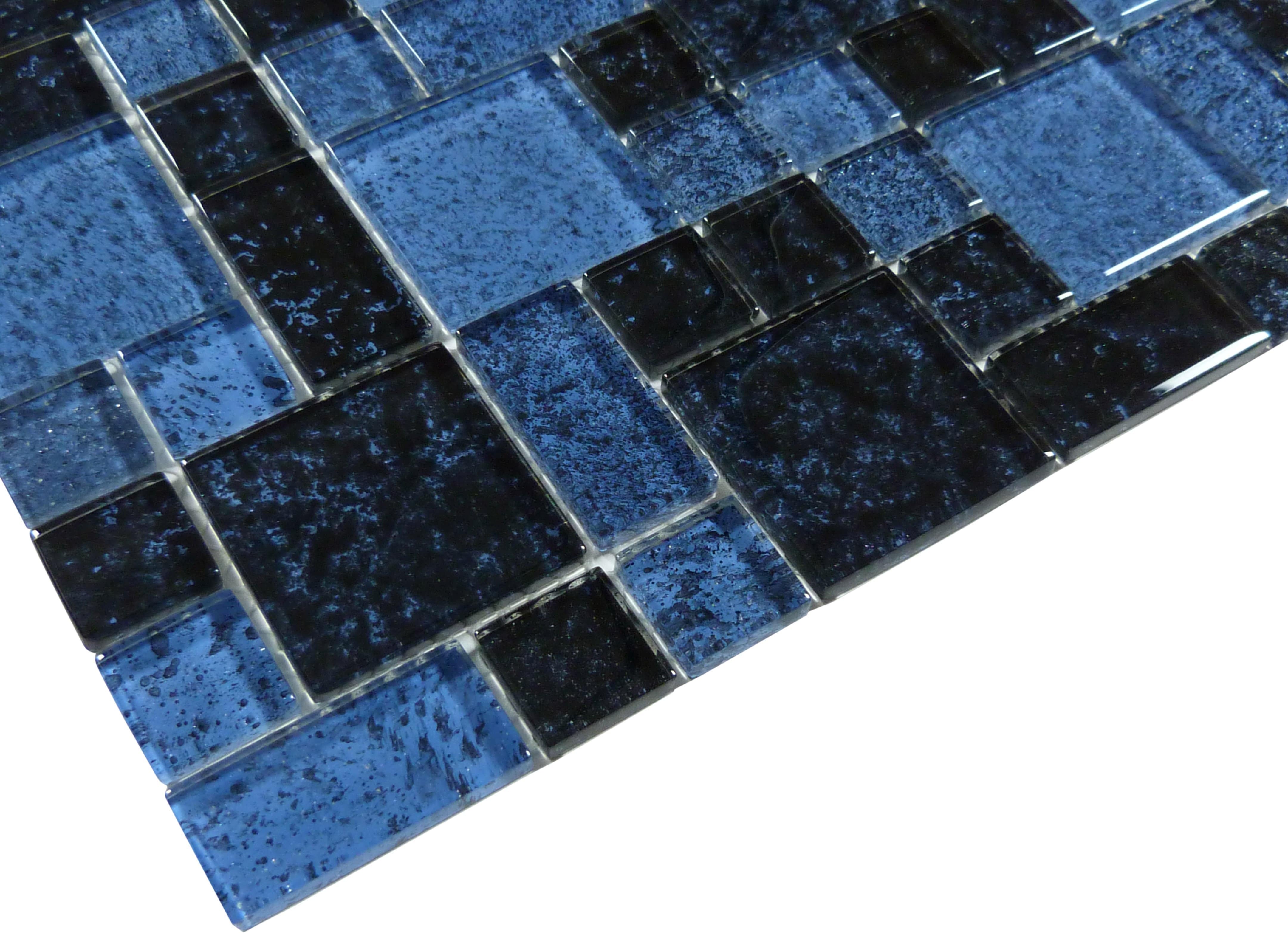 Victoria Blue Unique Shapes Glossy Glass Pool Tile Ocean Pool Mosaics