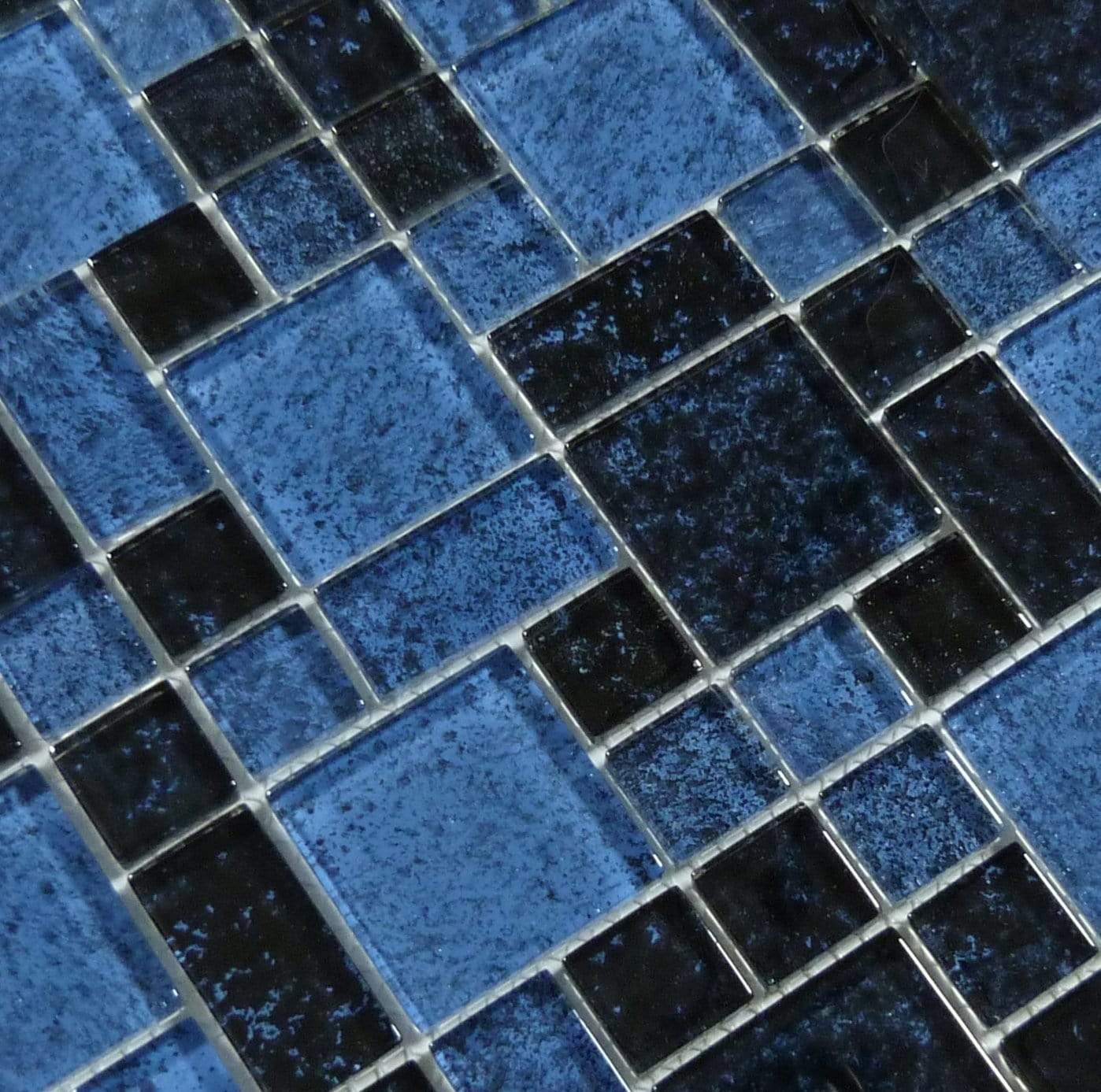 Victoria Blue Unique Shapes Glossy Glass Pool Tile Ocean Pool Mosaics