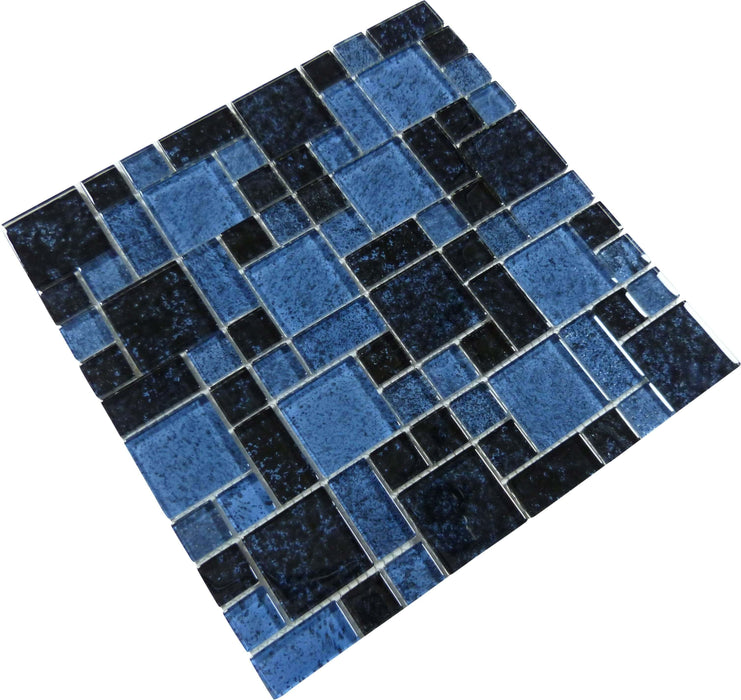 Victoria Blue Unique Shapes Glossy Glass Pool Tile Ocean Pool Mosaics