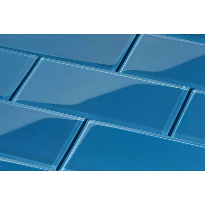 Denim Blue 3'' x 6'' Glossy Glass Subway Tile Pacific Tile