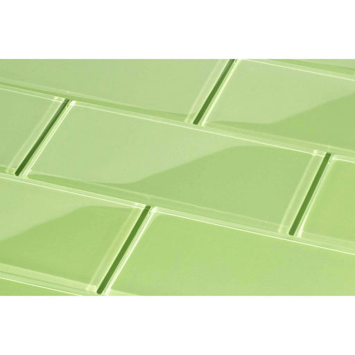 Powder Room Green 3'' x 6'' Glossy Glass Subway Tile Pacific Tile