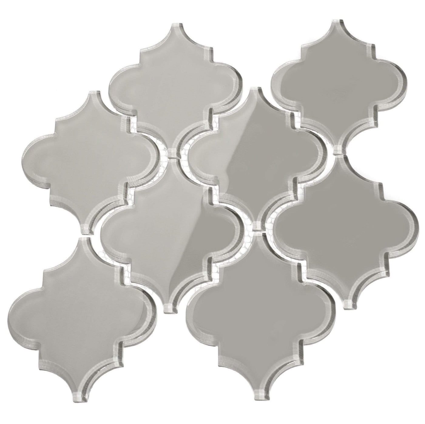 Giorbello Arabesque Light Grey Glass Tile Glossy G9137