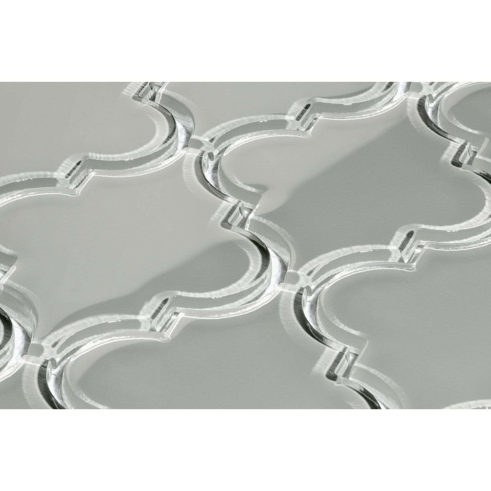Giorbello Arabesque Light Grey Glass Tile Glossy G9137