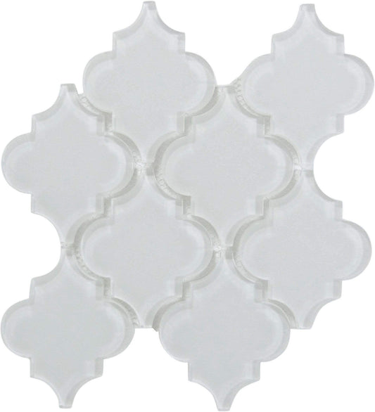 Ornamental White Arabesque Glossy Glass Tile Pacific Tile