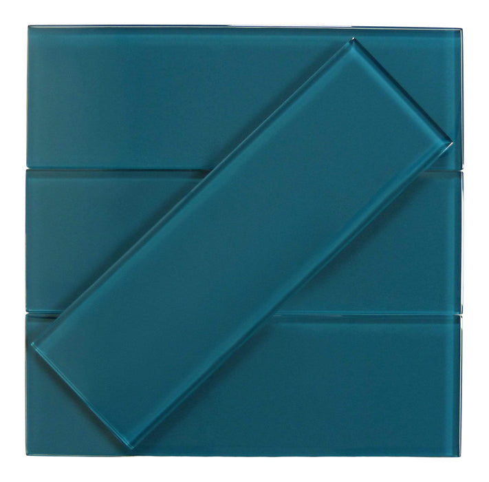 Dark Teal Green 4" x 12" Glossy Glass Subway Tile Pacific Tile