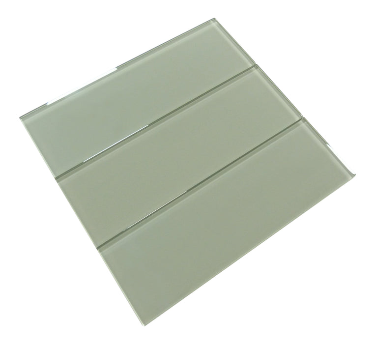 Light Grey 4" x 12" Glossy Glass Subway Tile Pacific Tile