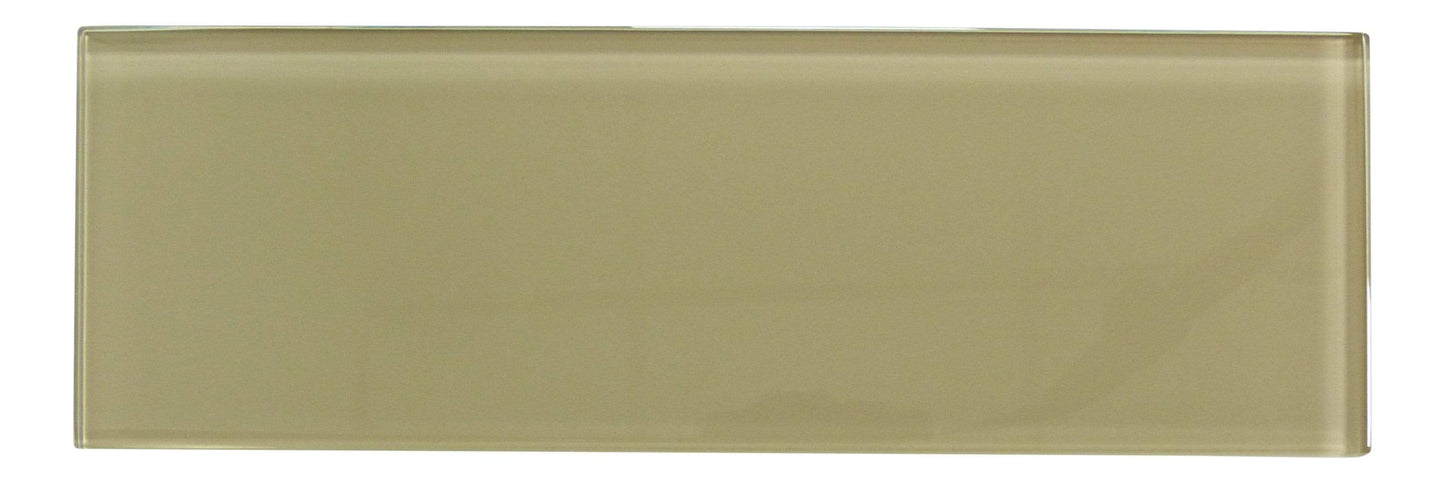 Light Taupe 4" x 12" Glossy Glass Subway Tile Pacific Tile