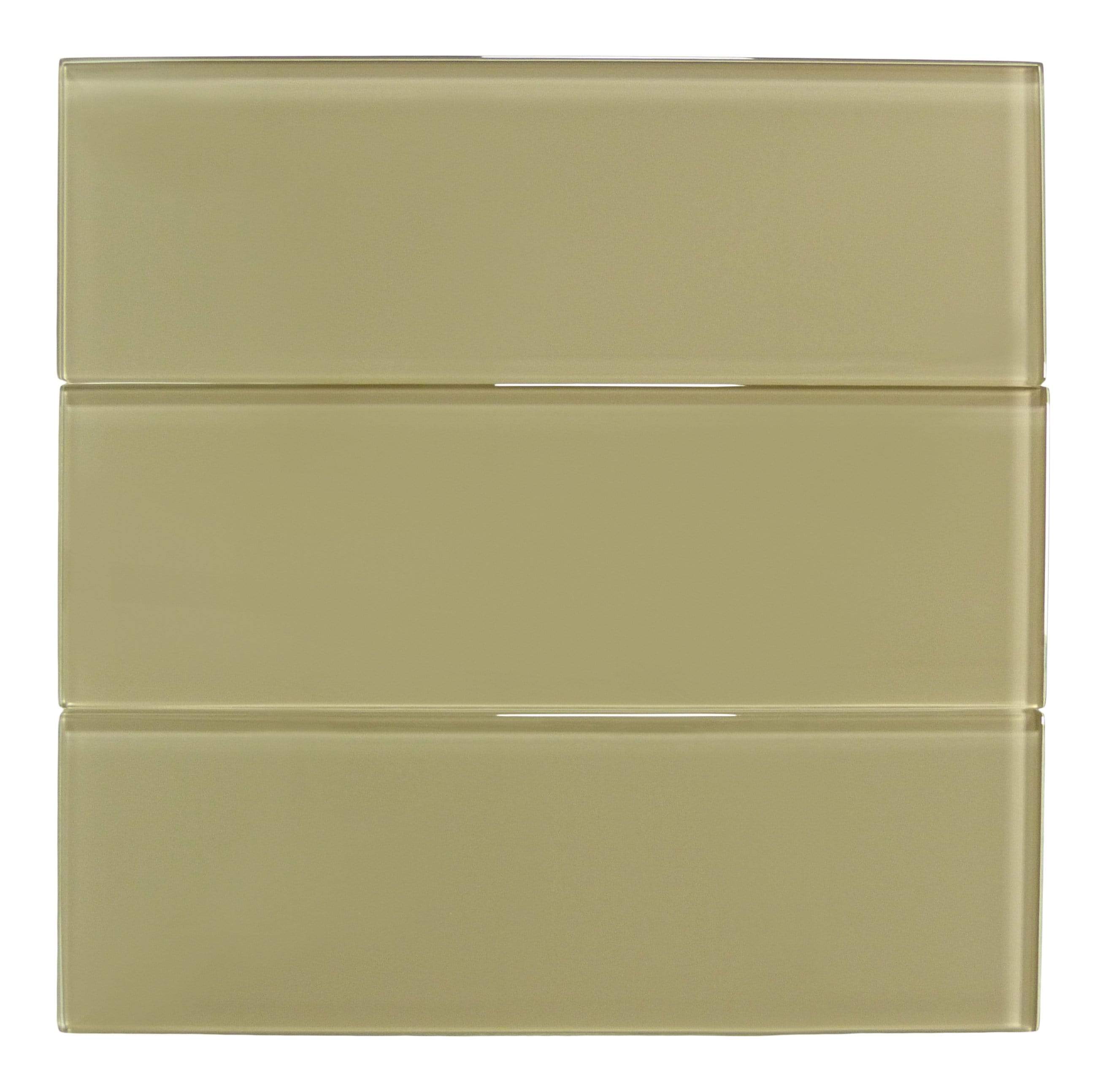 Light Taupe 4" x 12" Glossy Glass Subway Tile Pacific Tile