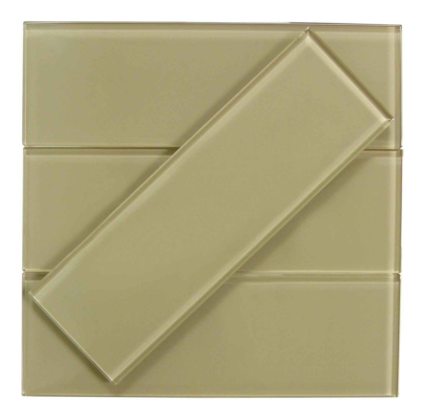 Light Taupe 4" x 12" Glossy Glass Subway Tile Pacific Tile