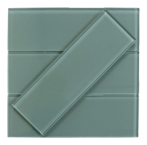 Slate Grey 4" x 12" Glossy Glass Subway Tile Pacific Tile