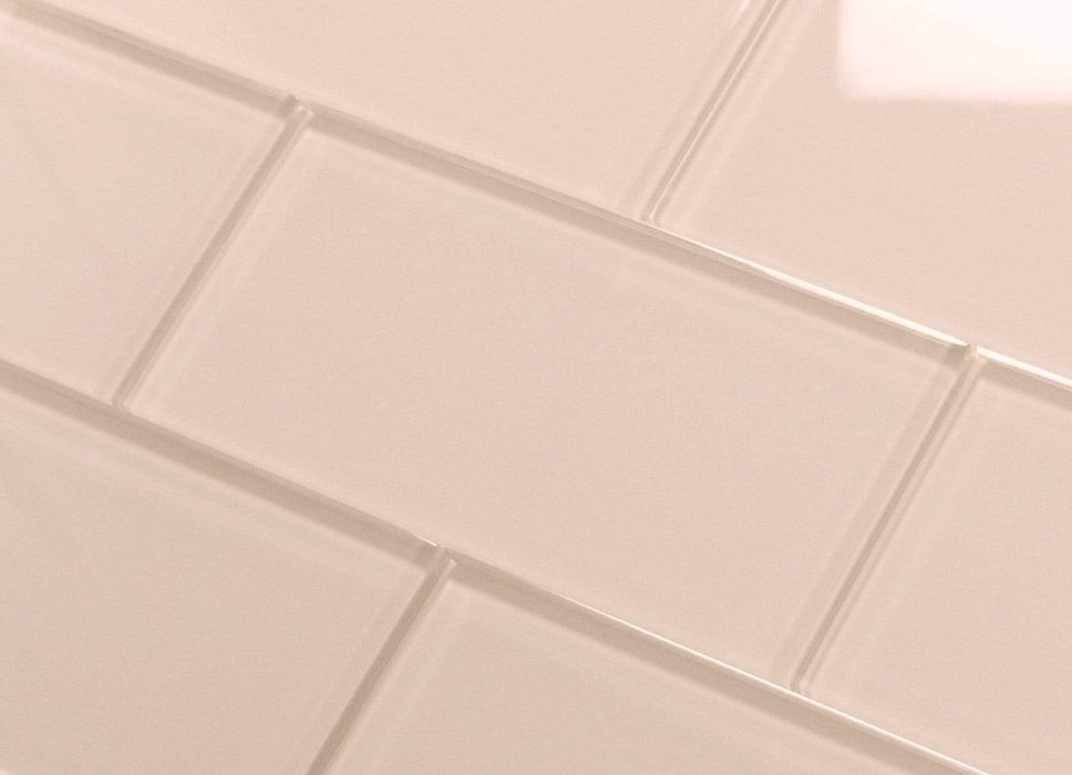 Rose Pale Pink 3'' x 6'' Glossy Glass Subway Tile Pacific Tile