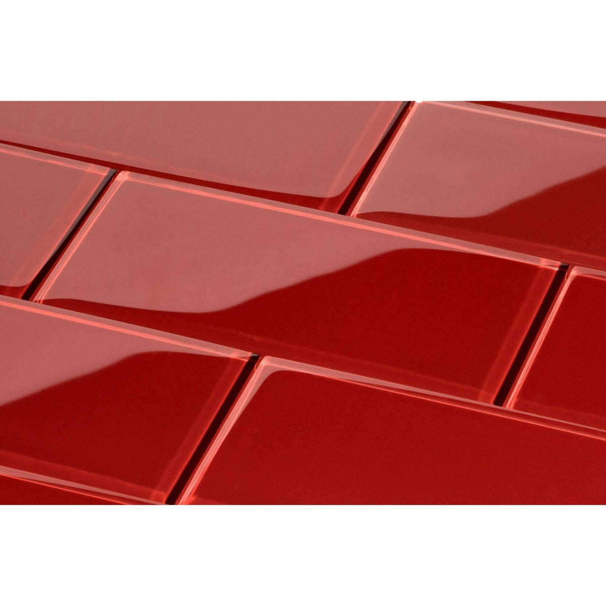 Deep Red Subway Glossy Glass Tile: G5922 | Shop Oasis Tile