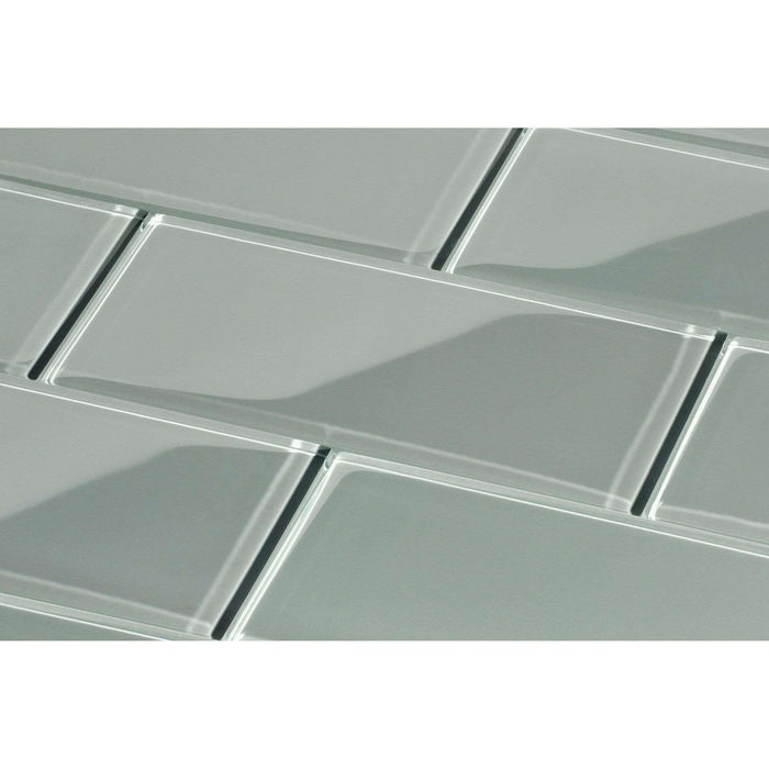 Smoke Grey 3'' x 6'' Glossy Glass Subway Tile Pacific Tile
