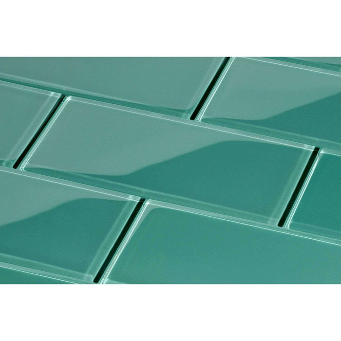 Teal Green 3'' x 6'' Glossy Glass Subway Tile Pacific Tile
