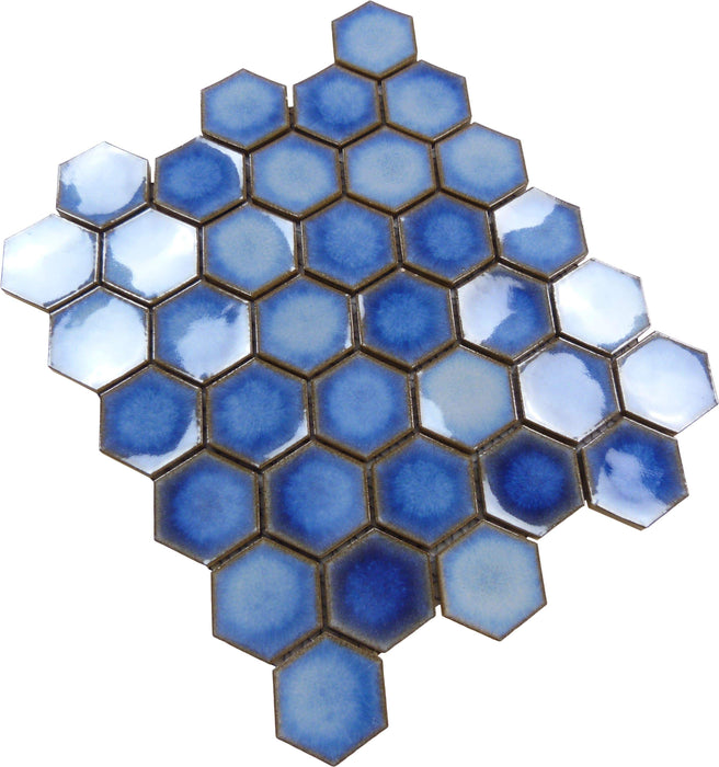 Aqua Sky Hexagon Glossy Porcelain Tile Regency