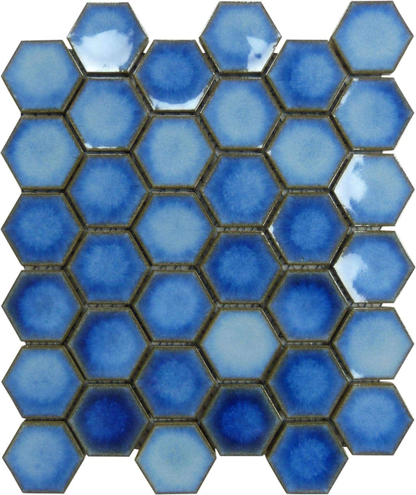 Aqua Sky Hexagon Glossy Porcelain Tile Regency