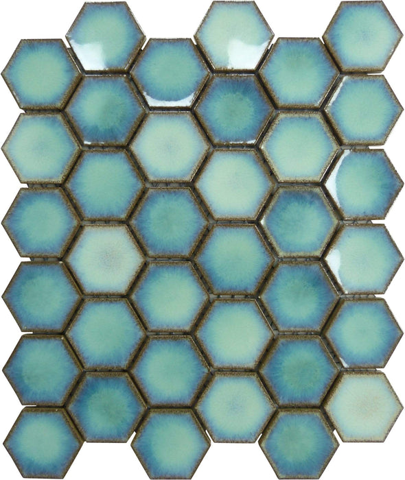 Cosmic Blue Hexagon Glossy Porcelain Tile Regency