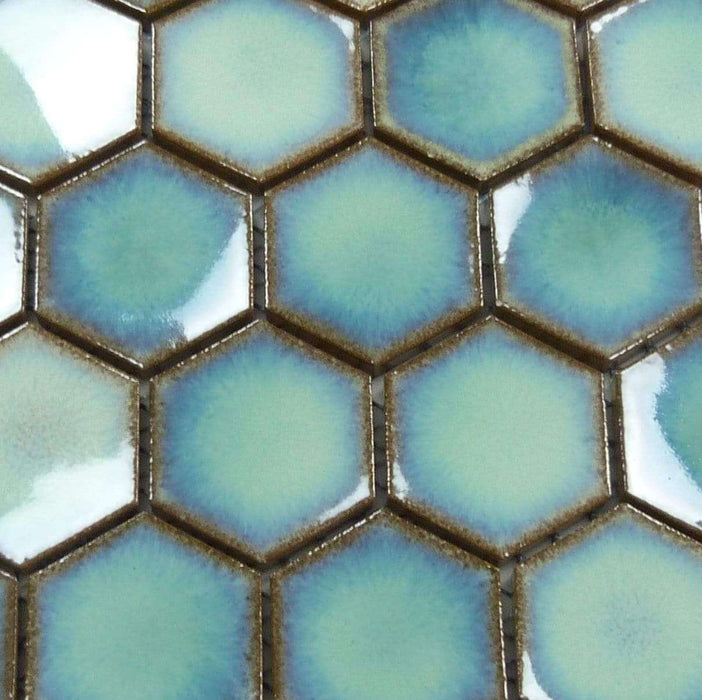 Cosmic Blue Hexagon Glossy Porcelain Tile Regency