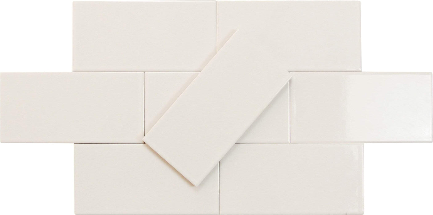 Delicate White 3" x 6" Glossy Porcelain Subway Tile Regency