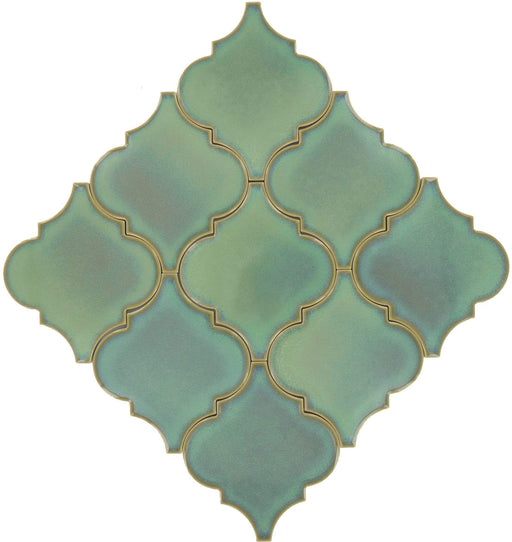 Shore Arabesque Green Glossy Porcelain Tile Regency