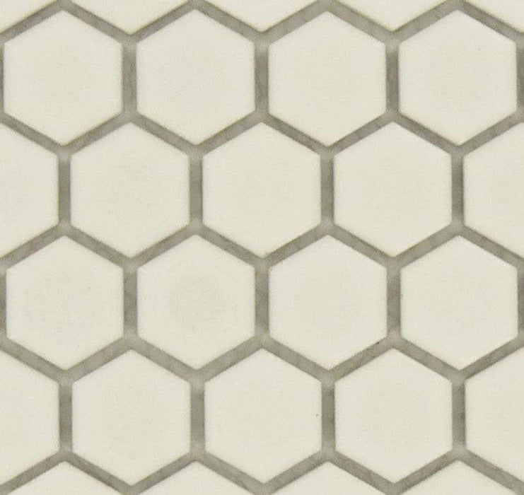Ice White Hexagon Glossy Porcelain Tile Regency