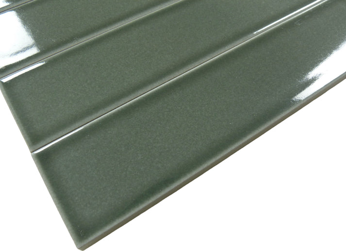 Illusion Cascade Green 2x8 Glossy Porcelain Tile | Oasis Tile