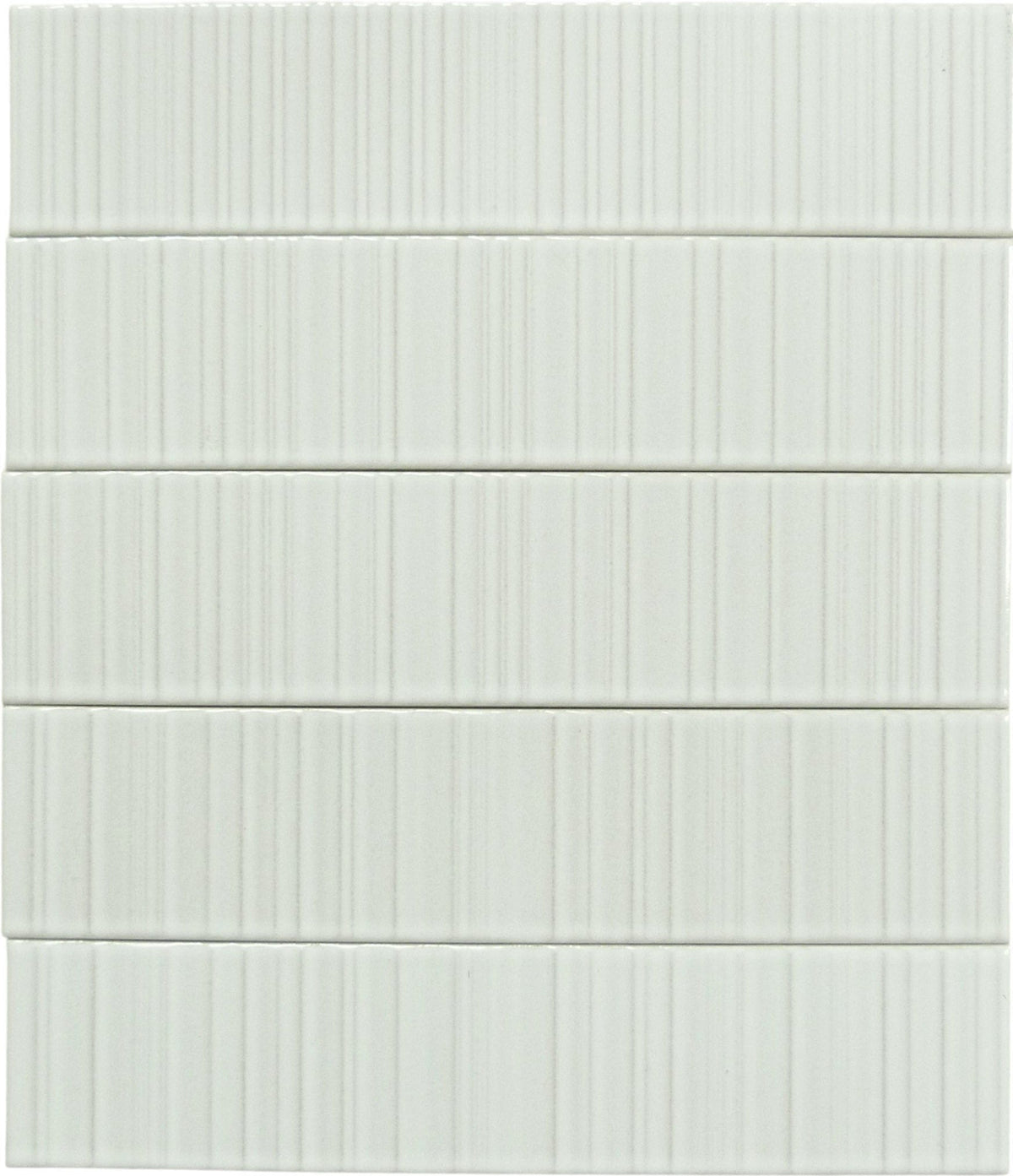 Illusion Dover White Rippled Bar 2x8 Glossy Porcelain Tile | Oasis Tile