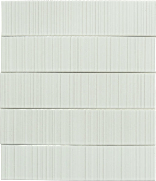 Illusion Dover White Rippled Bar 2x8 Glossy Porcelain Tile Regency