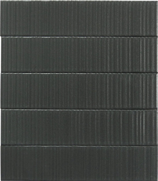 Illusion Onyx Grey Rippled Bar 2x8 Matte Porcelain Tile Regency