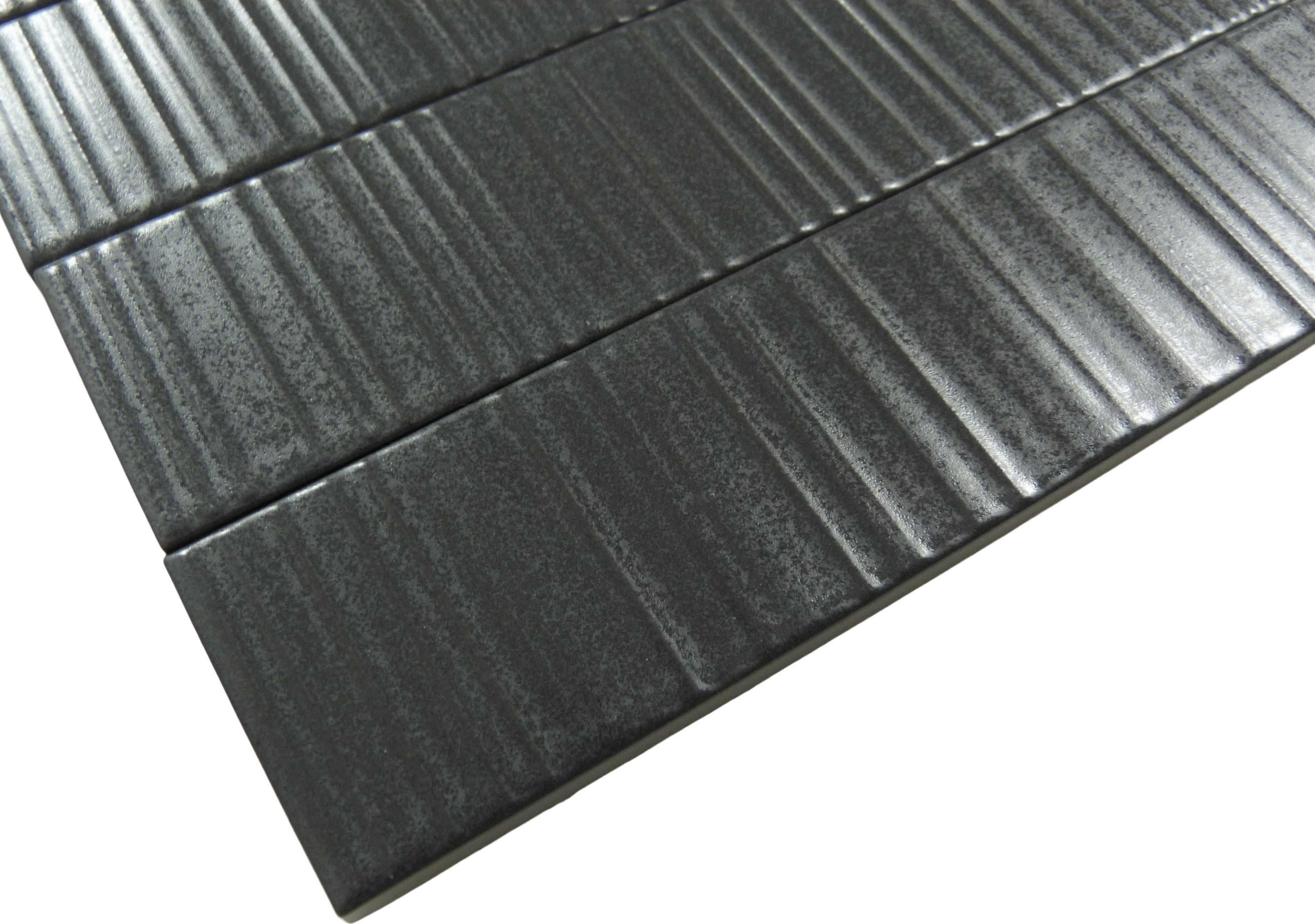 Illusion Onyx Grey Rippled Bar 2x8 Matte Porcelain Tile | Oasis Tile