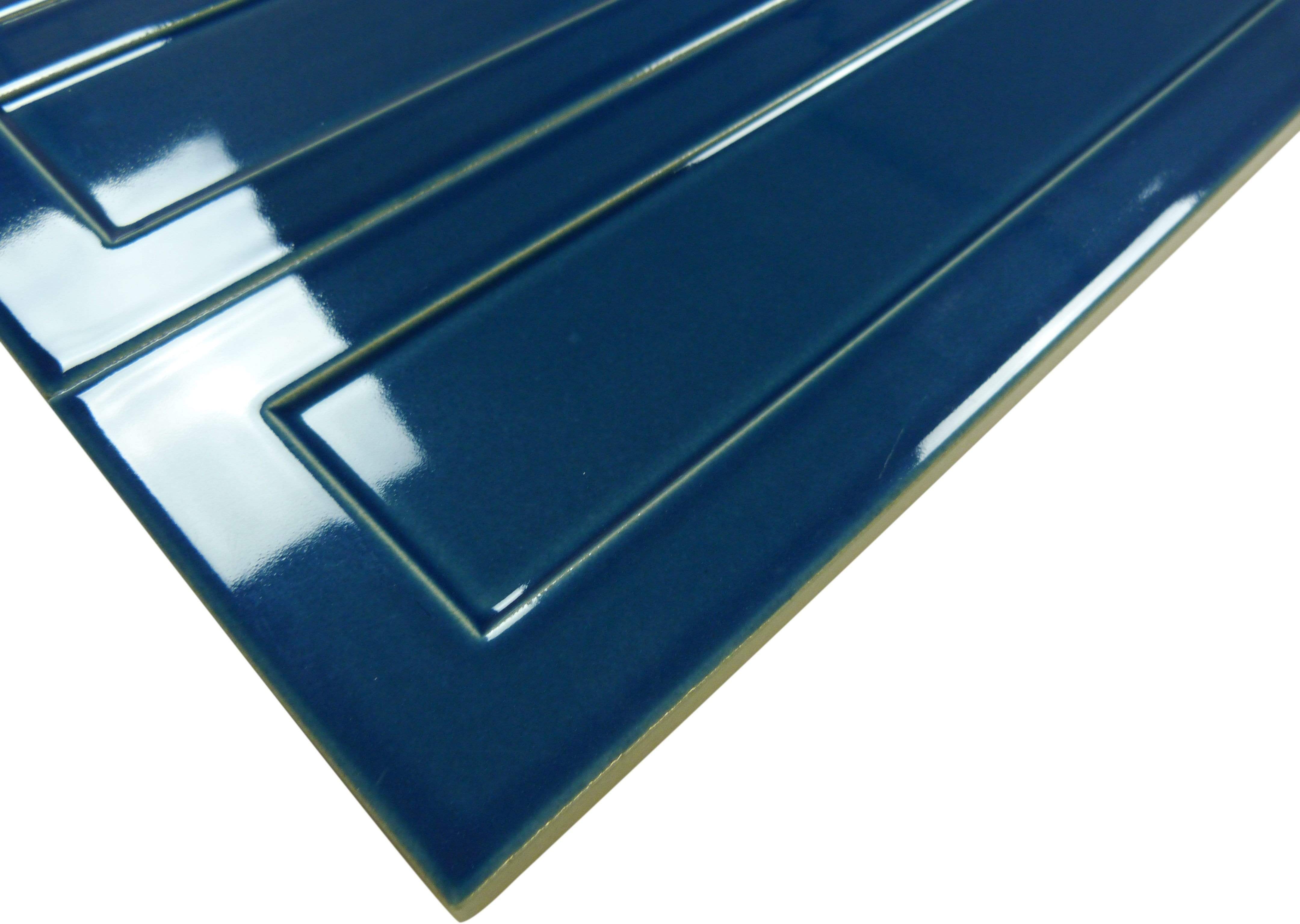 Sapphire Blue 4" x 12" Glossy Porcelain Subway Tile Regency