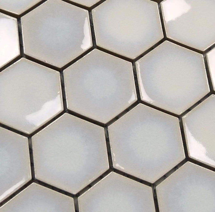 Starry White Hexagon Glossy Porcelain Tile Regency