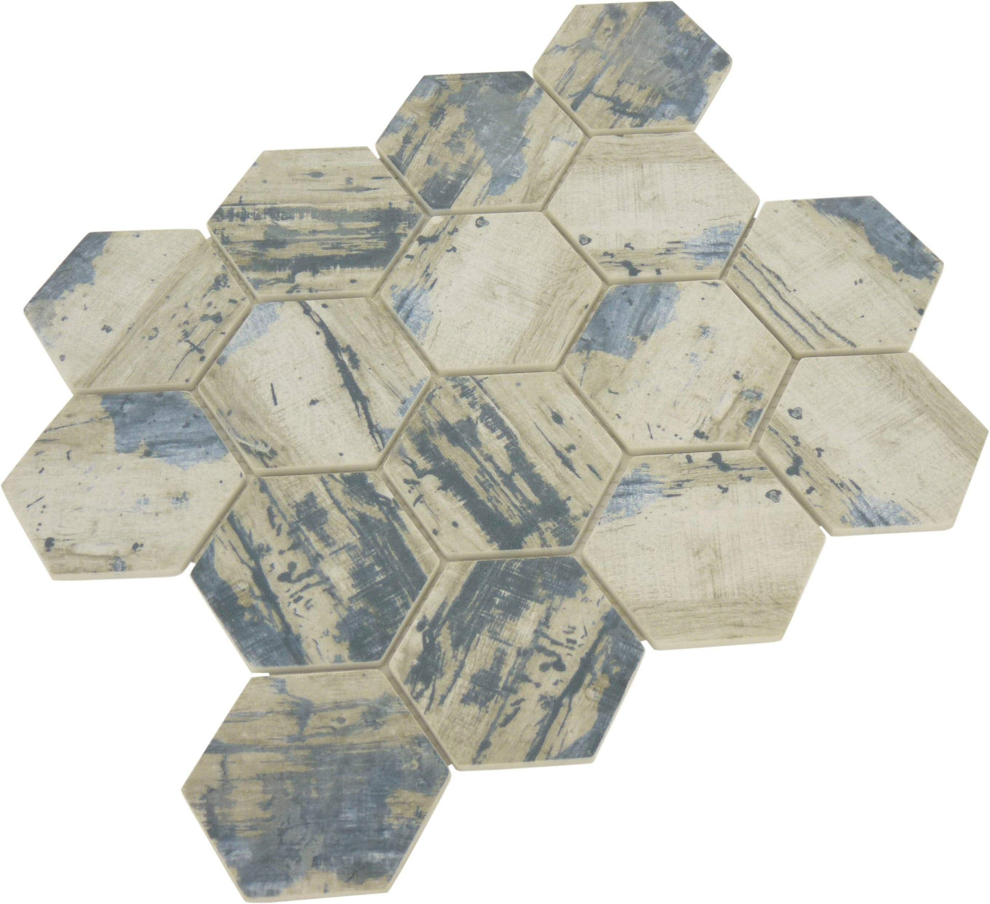 Aspen Blue Hexagon Matte Glass Pool Tile Royal Tile & Stone