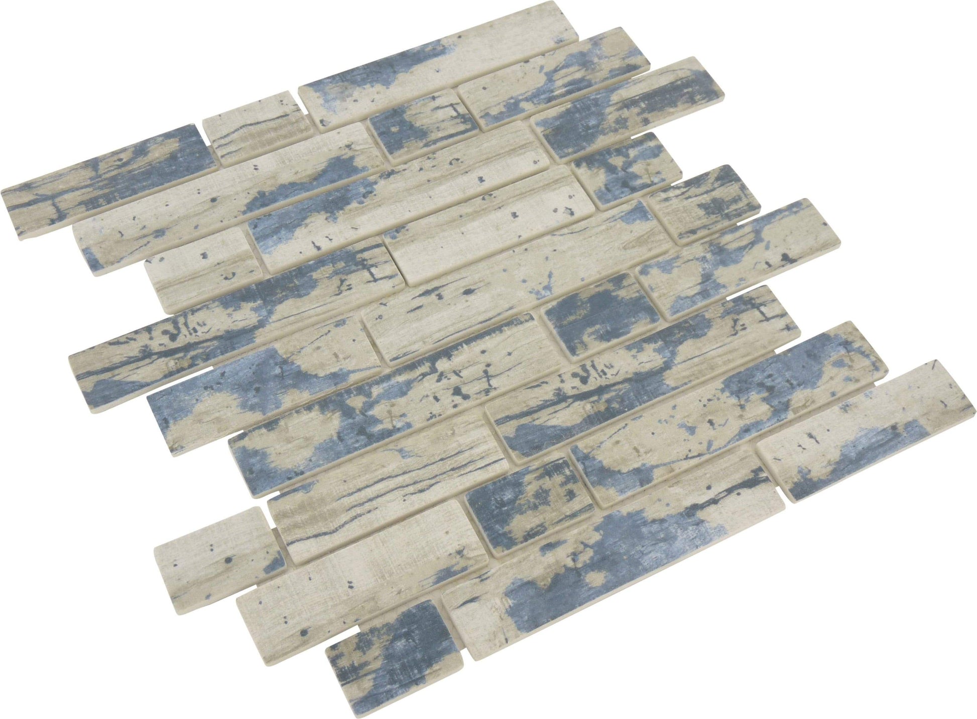 Aspen Blue Random Bricks Matte Glass Pool Tile Royal Tile & Stone