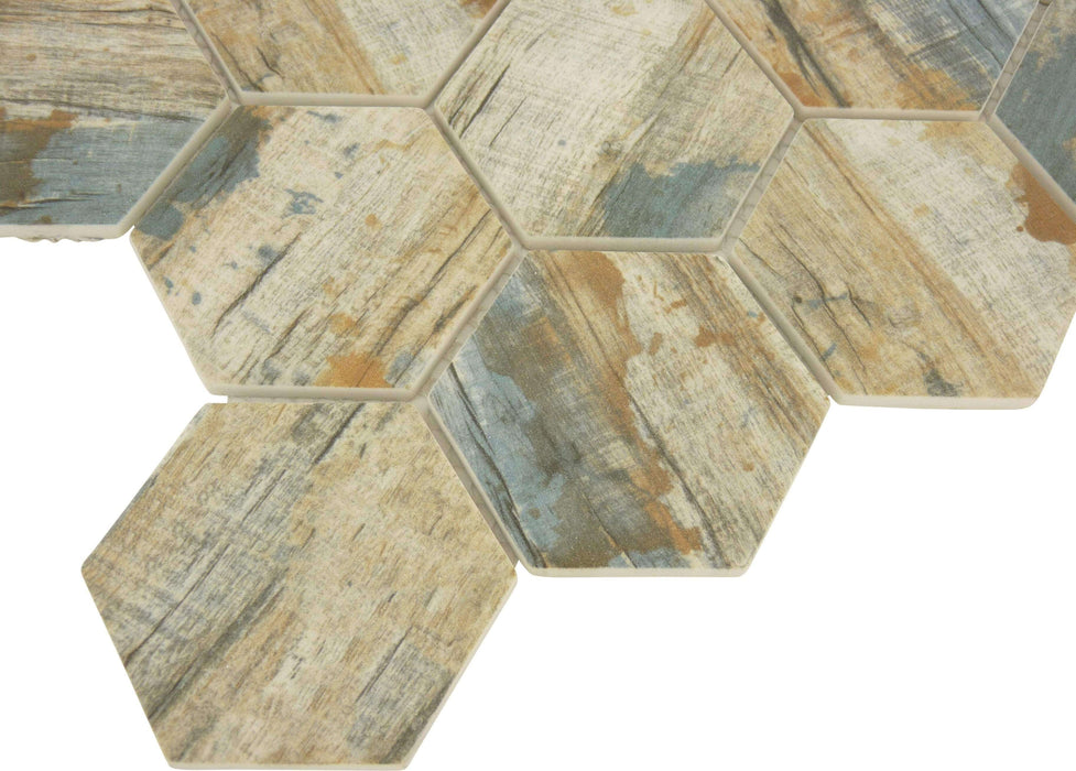 Bay Brown Hexagon Matte Glass Pool Tile Royal Tile & Stone